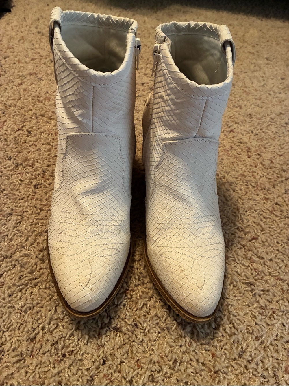 Dirty Laundry White Textured Pointed Ankle Booties